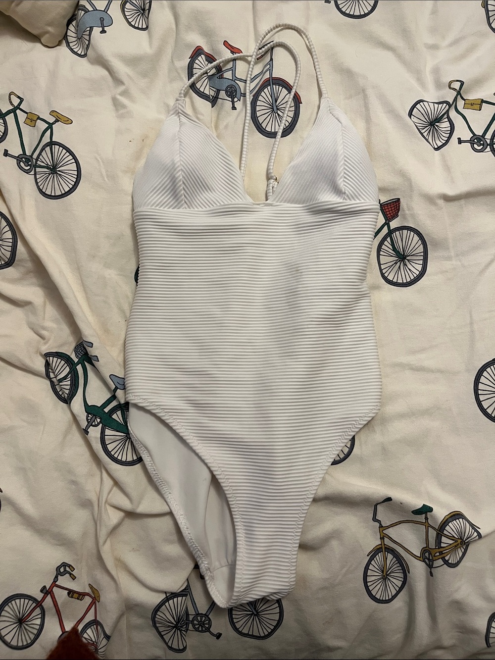 7/$20 H&M White Ribbed One-Piece  Swimsuit 7/$20